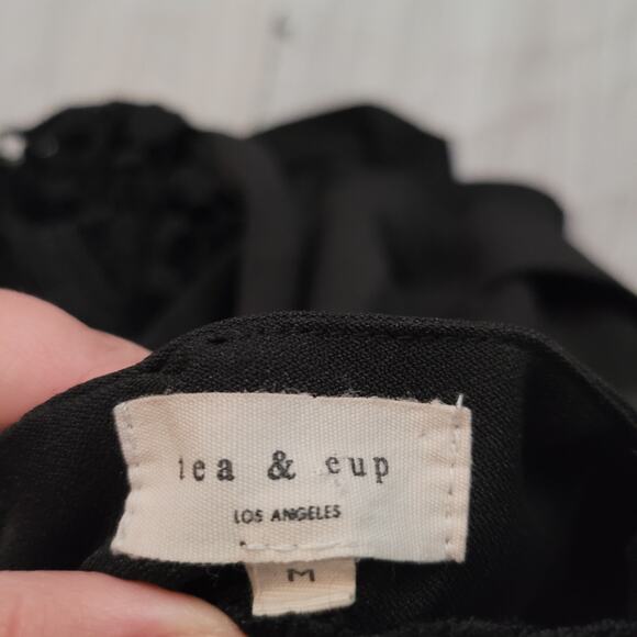 Tea & Cup Lace Eyelet Clasp Open Back Shorts Romper -Size: M - Picture 5 of 10